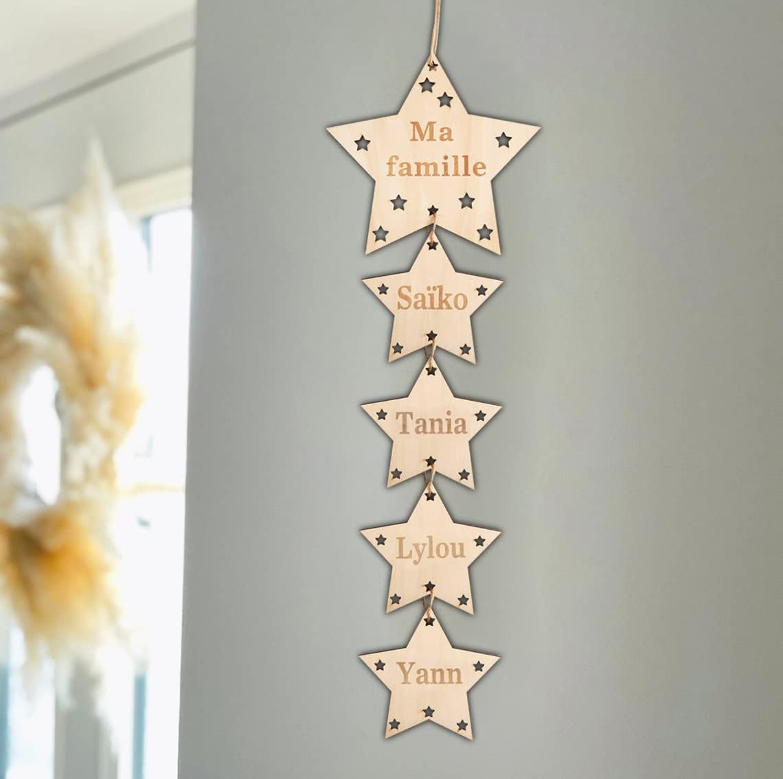 Custom Engraved Family Tree Star Wall Hanging Decor