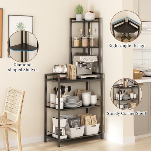 GILLAS 5 Tier Corner Shelf Stand - Black