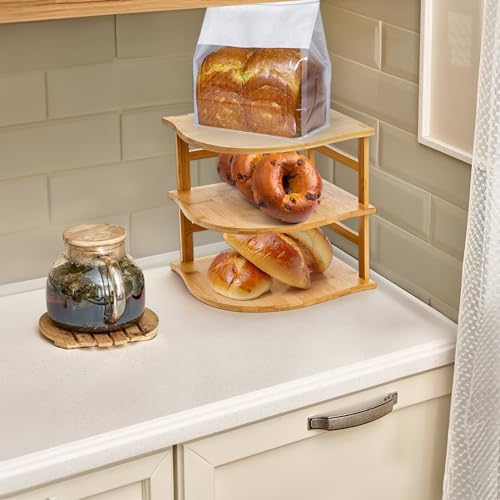 Goaste 3-Tier Bamboo Corner Shelf Kitchen Organizer