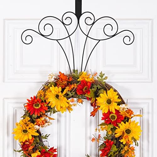 Haute Decor 18-Inch Scrollwork Wreath Hanger Black