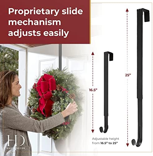 Haute Decor 2-Pack Adjustable Wreath Hanger Hook - Matte Black