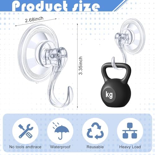 Wonderjune 6 Pcs Clear Suction Cup Wreath Hanger