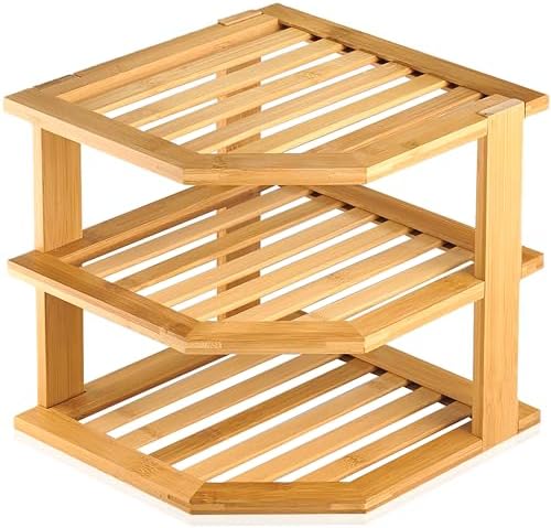 RoyalHouse Bamboo 3-Tier Corner Shelf Organizer