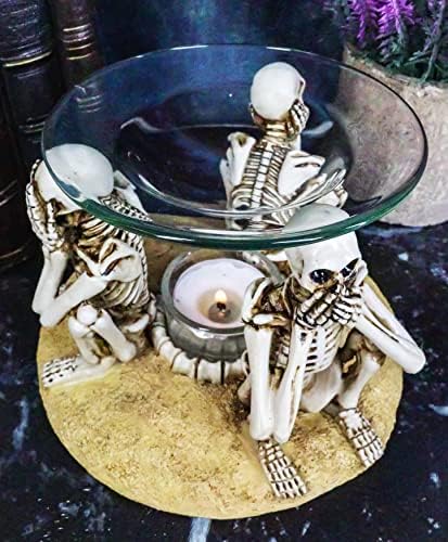 Ebros Gift See Hear Speak No Evil Skeleton Candle Warmer
