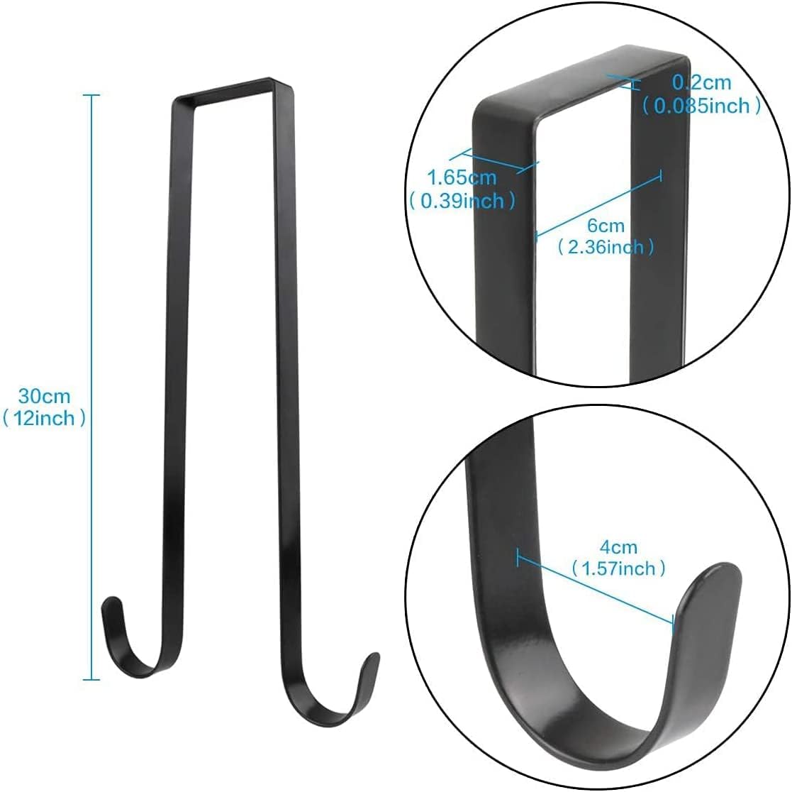 Double Wreath Hanger 12 Inch Black Metal