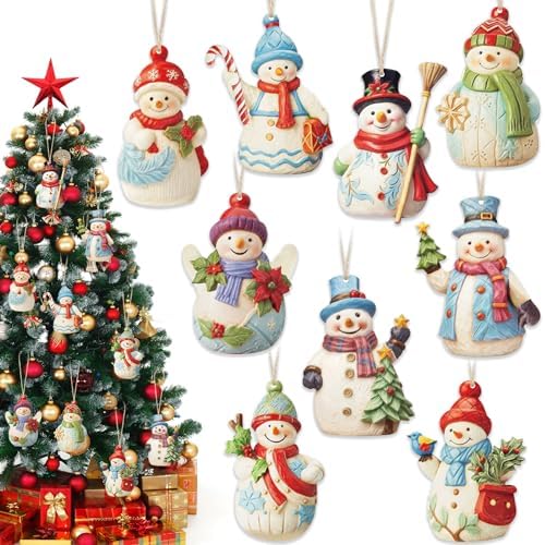 27 Pcs Snowman Christmas Decorations Wooden Ornament Set