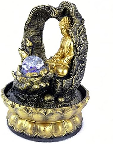 Golden Lotus Buddha Tabletop Water Fountain