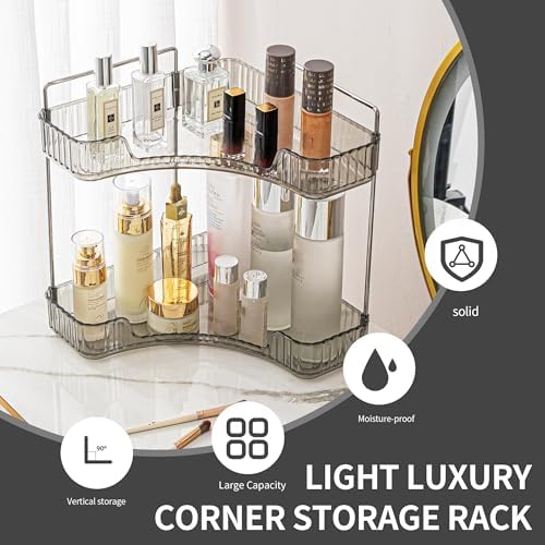 YCIADONE Corner Counter Organizer 2 Tiers Smoky Gray