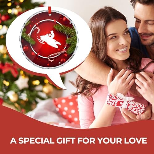 Snowmobile Christmas Glass Ornament 31 Inch Pendant