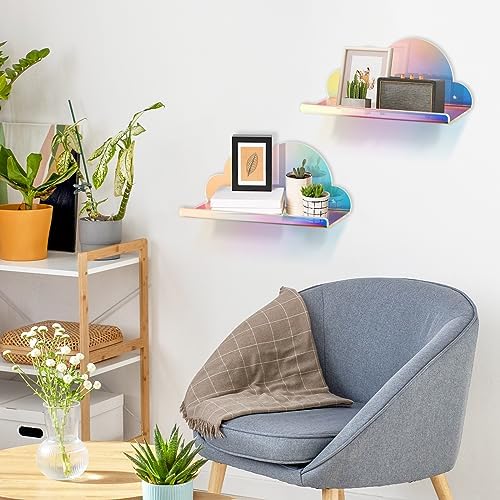 NiHome Iridescent Acrylic Floating Shelves 2 Pack