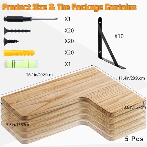 CACASO Corner Floating Shelves Set of 5