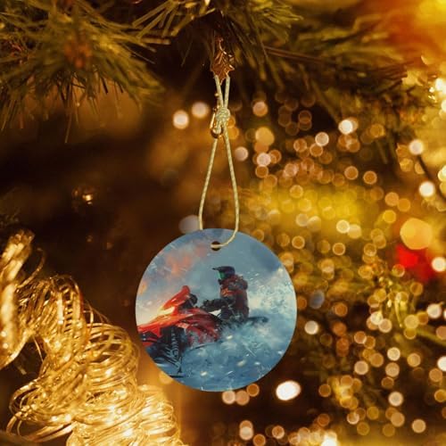 Yilequan Snowmobile Ceramic Christmas Ornament