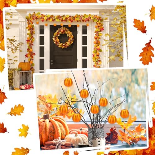 12 Pcs Thanksgiving Pumpkin Hanging Ornament for Fall Decorations