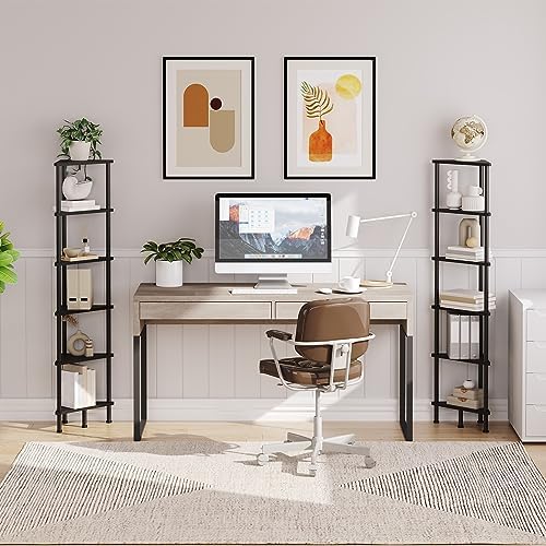 HOOBRO 6-Tier Corner Bookshelf with Metal Frame Black BK36CJ01