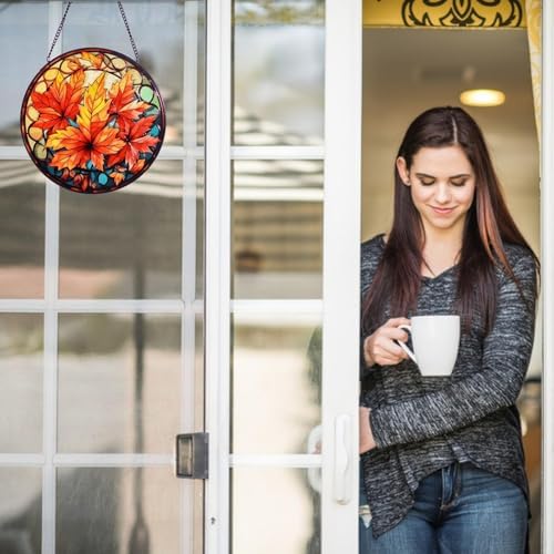 Autumn Maple Leaf Suncatcher Window Hanging Decor