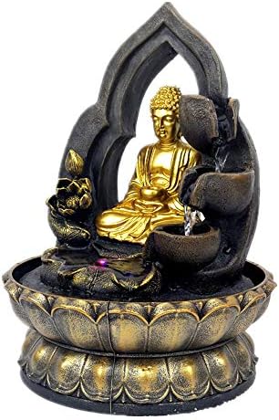 118in Buddha Tabletop Waterfall Fountain for Home Office Bedroom - Gold