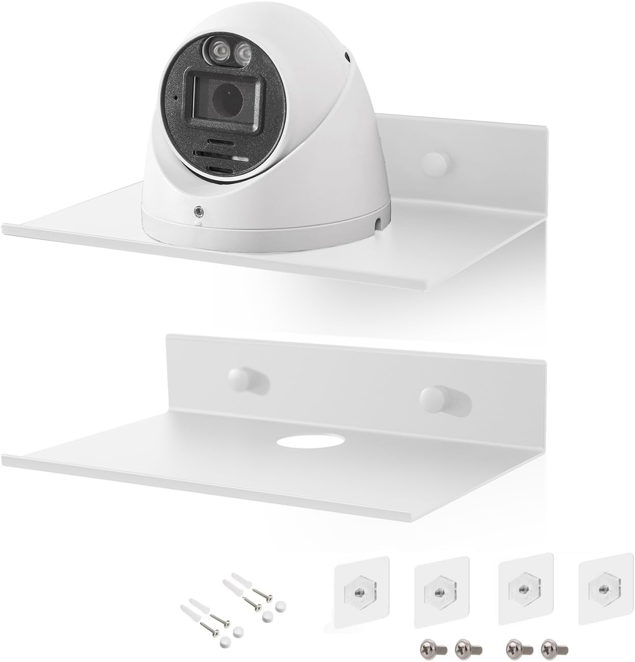 Small Floating Shelves with Bluetooth Speaker Mount 6 Inch 2 Pack Aluminum