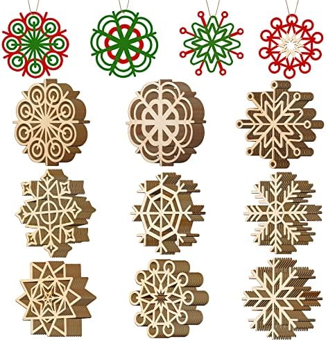 JOIEDOMI 36 Piece Snowflake Wooden Christmas Ornaments Set