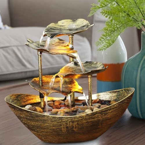 4-Tier Tabletop Water Fountain with LED Lights