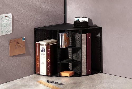 Rolodex Mesh Corner Desktop Shelf Black