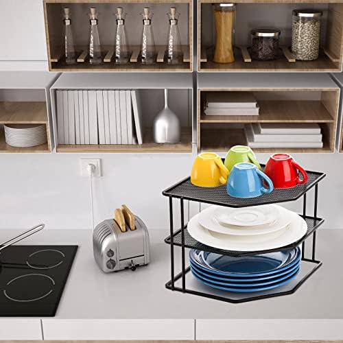 Yarlung 3-Tier Cabinet Corner Shelf Black Metal Organizer