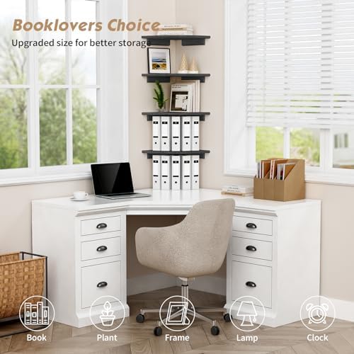 Forbena Black Floating Corner Bookshelf Set of 4