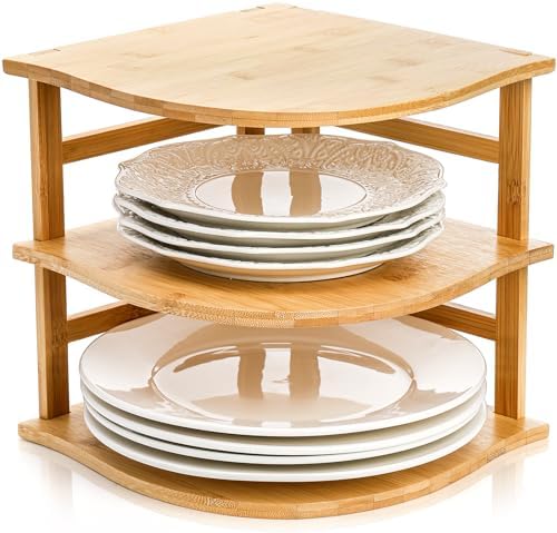Goaste 3-Tier Bamboo Corner Shelf Kitchen Organizer