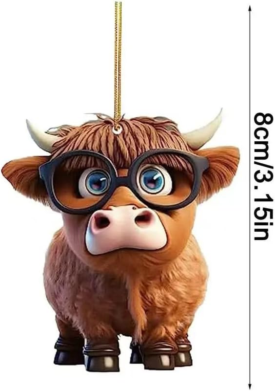 10 pcs Cute Cartoon Cow Hanging Ornament DIY Christmas Decor
