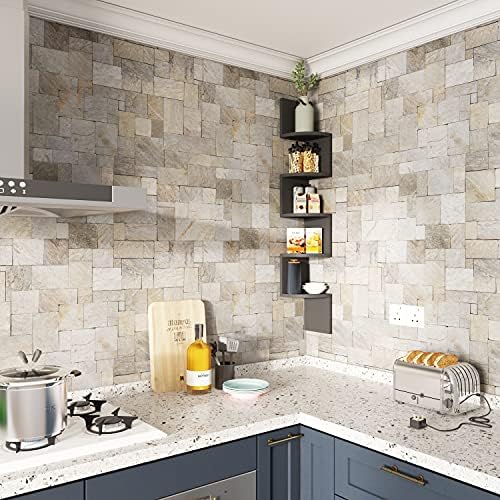 GREENDEW 5-Tier Wall Mount Floating Corner Shelf Black