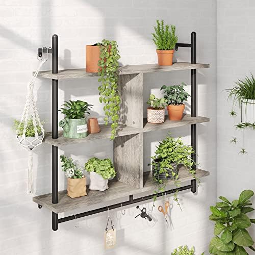Bestier 415 Inch Floating Pipe Shelving 3 Tier Ladder Shelf