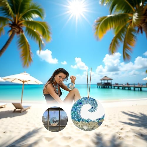 Sea Glass Suncatcher Ocean Wave Decor Hanging Ornament