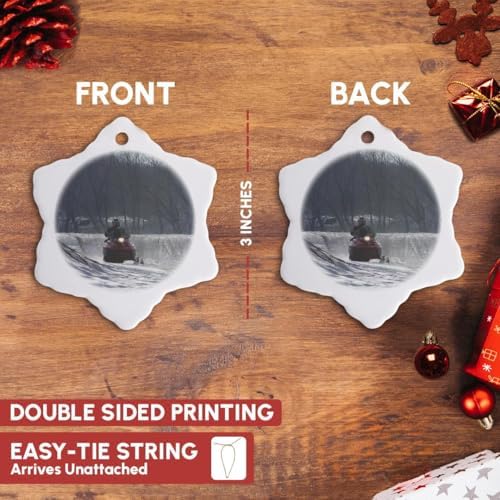 3dRose Snow Mobile Rider Porcelain Snowflake Ornament 3-Inch