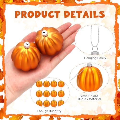 12 Pcs Thanksgiving Pumpkin Hanging Ornament for Fall Decorations