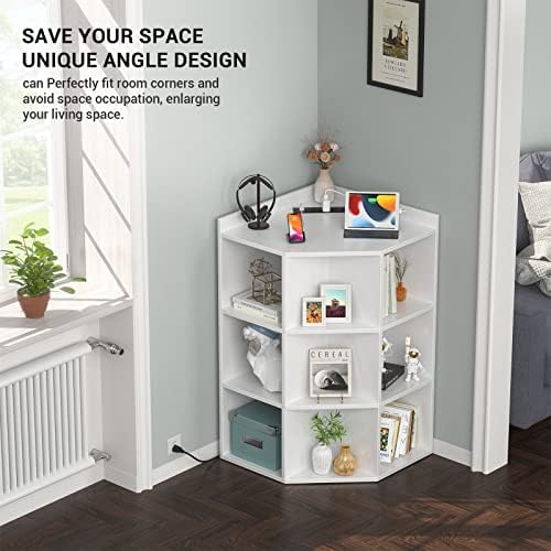 Aheaplus Corner Cabinet with USB and Outlets