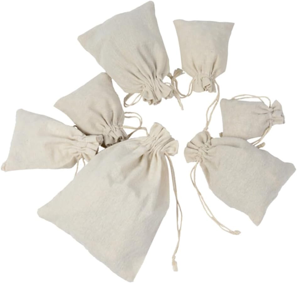 4Pack Cotton Drawstring Sachet Bags for Tea Storage and Lavender Fragrance