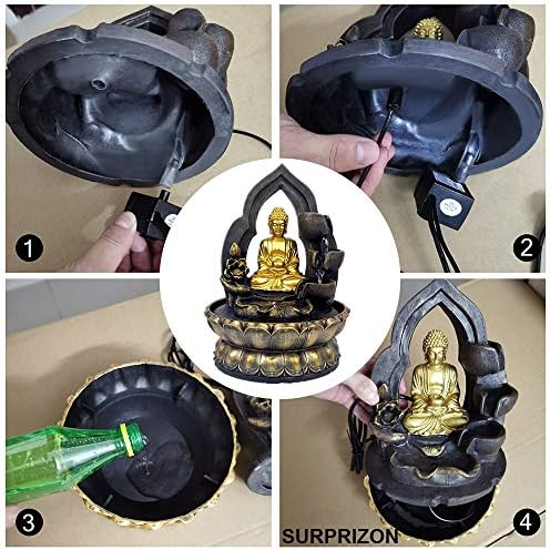 118in Buddha Tabletop Waterfall Fountain for Home Office Bedroom - Gold