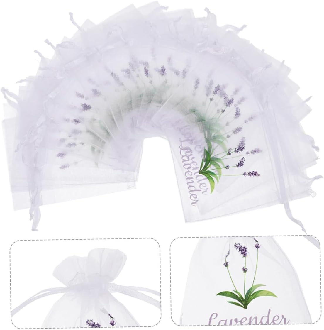 DECHOUS 50pcs Lavender Sachet Bags Drawstring Pouches for Spices Tea Closet