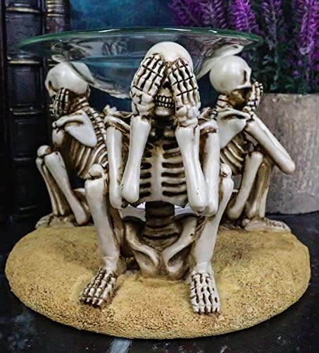 Ebros Gift See Hear Speak No Evil Skeleton Candle Warmer