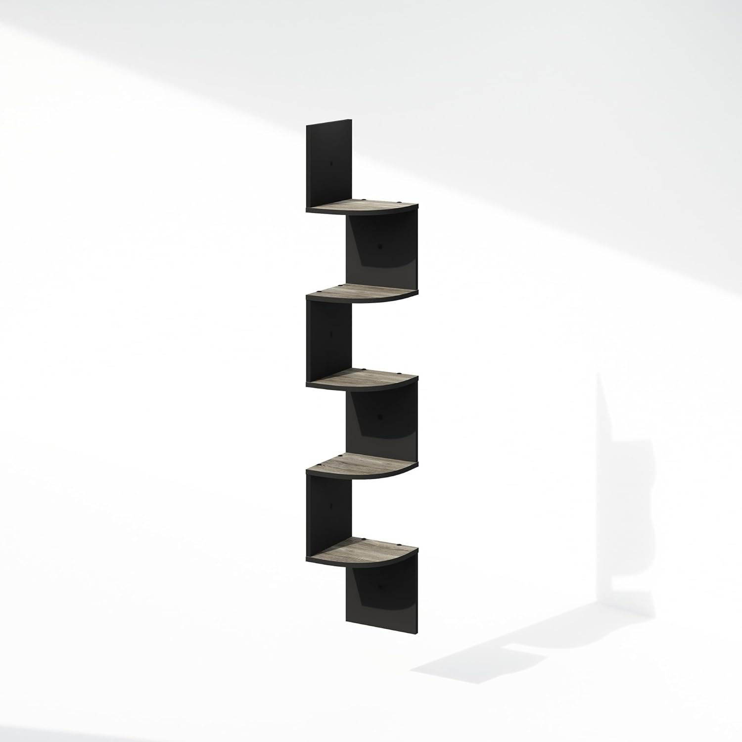 Furinno 5 Tier Floating Corner Shelf Black