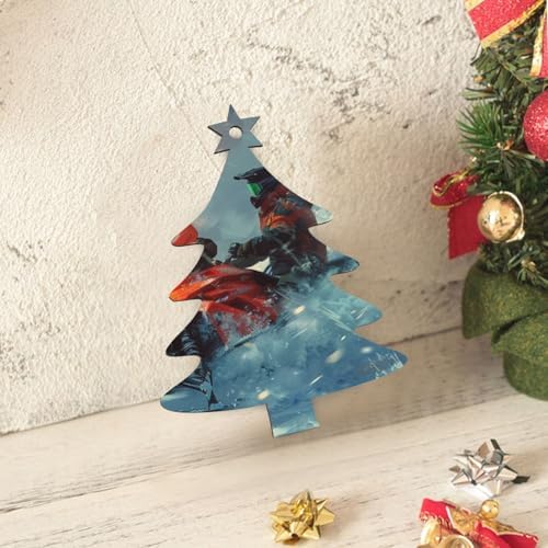 Yilequan Wooden Christmas Tree Decorations Snowmobile