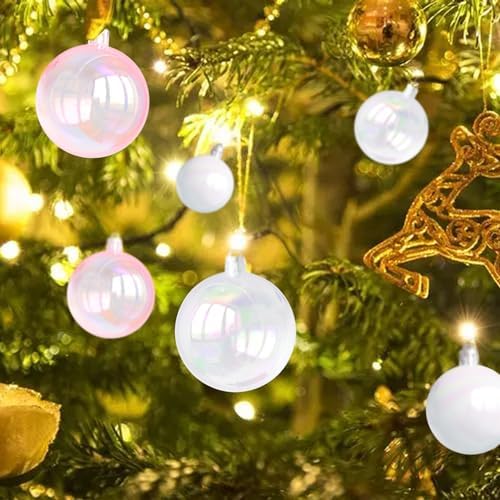 12 Pcs Iridescent Plastic Christmas Ornaments