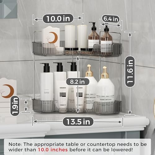 YCIADONE Corner Counter Organizer 2 Tiers Smoky Gray