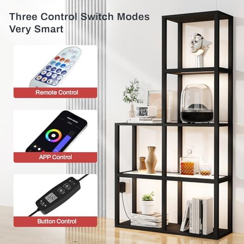 Modern 5-Tier LED Light Corner Display Shelf