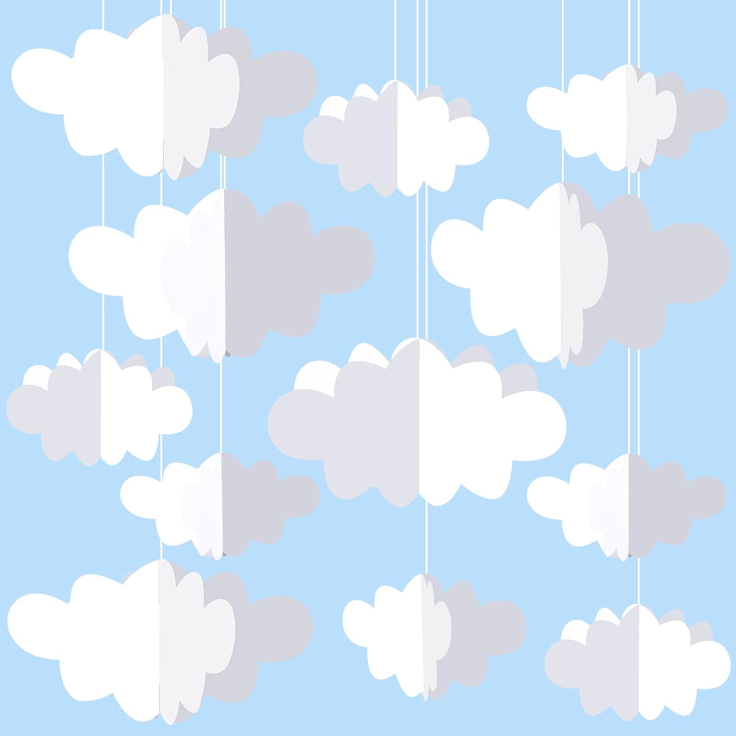 16 Pcs White Hanging Clouds for Ceiling Decor