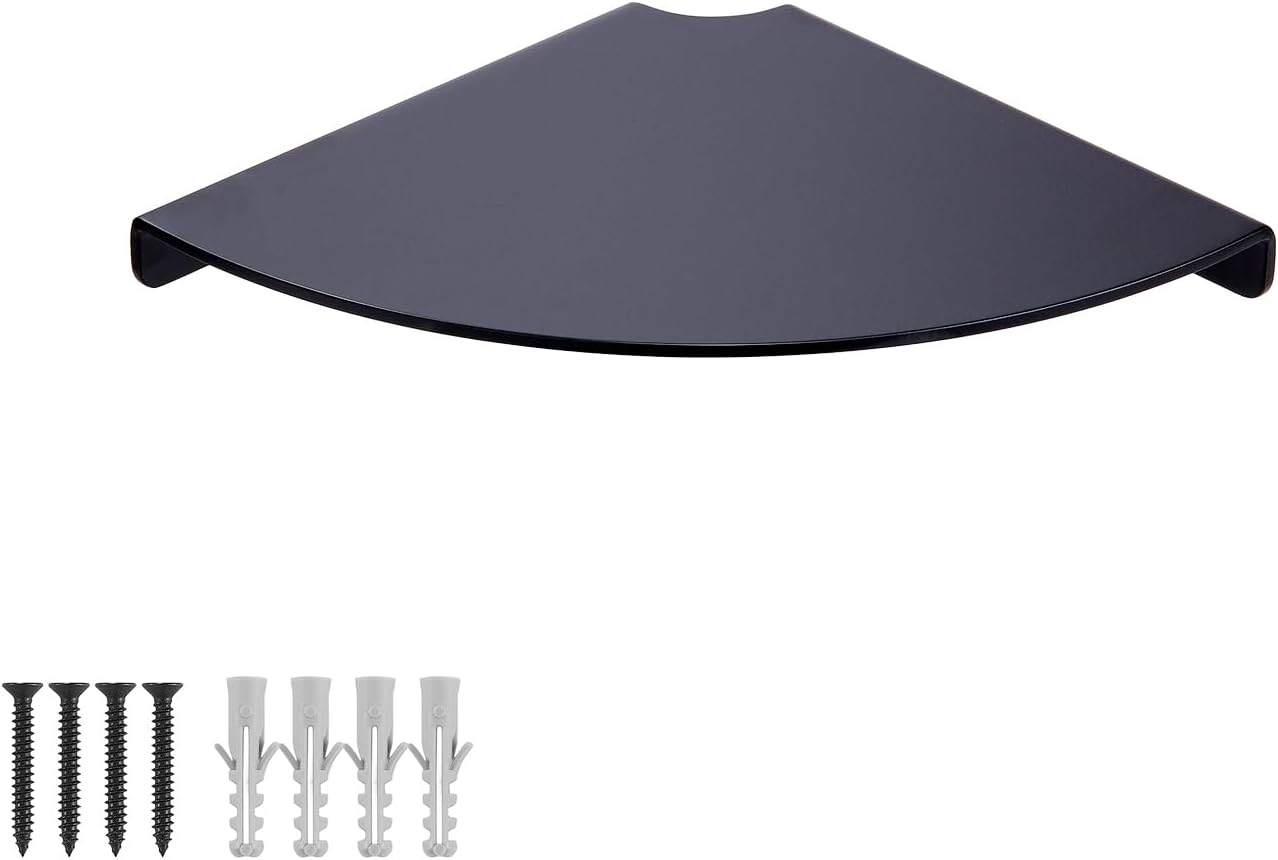6 Inch Heavy Duty Aluminum Corner Shelf - Black