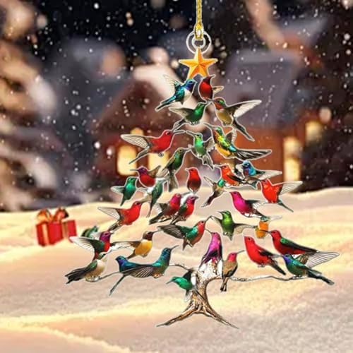 Colorful Stack Hummingbird Christmas Ornament 3Pcs