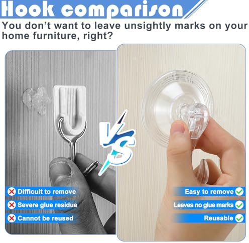 Wonderjune 6 Pcs Clear Suction Cup Wreath Hanger