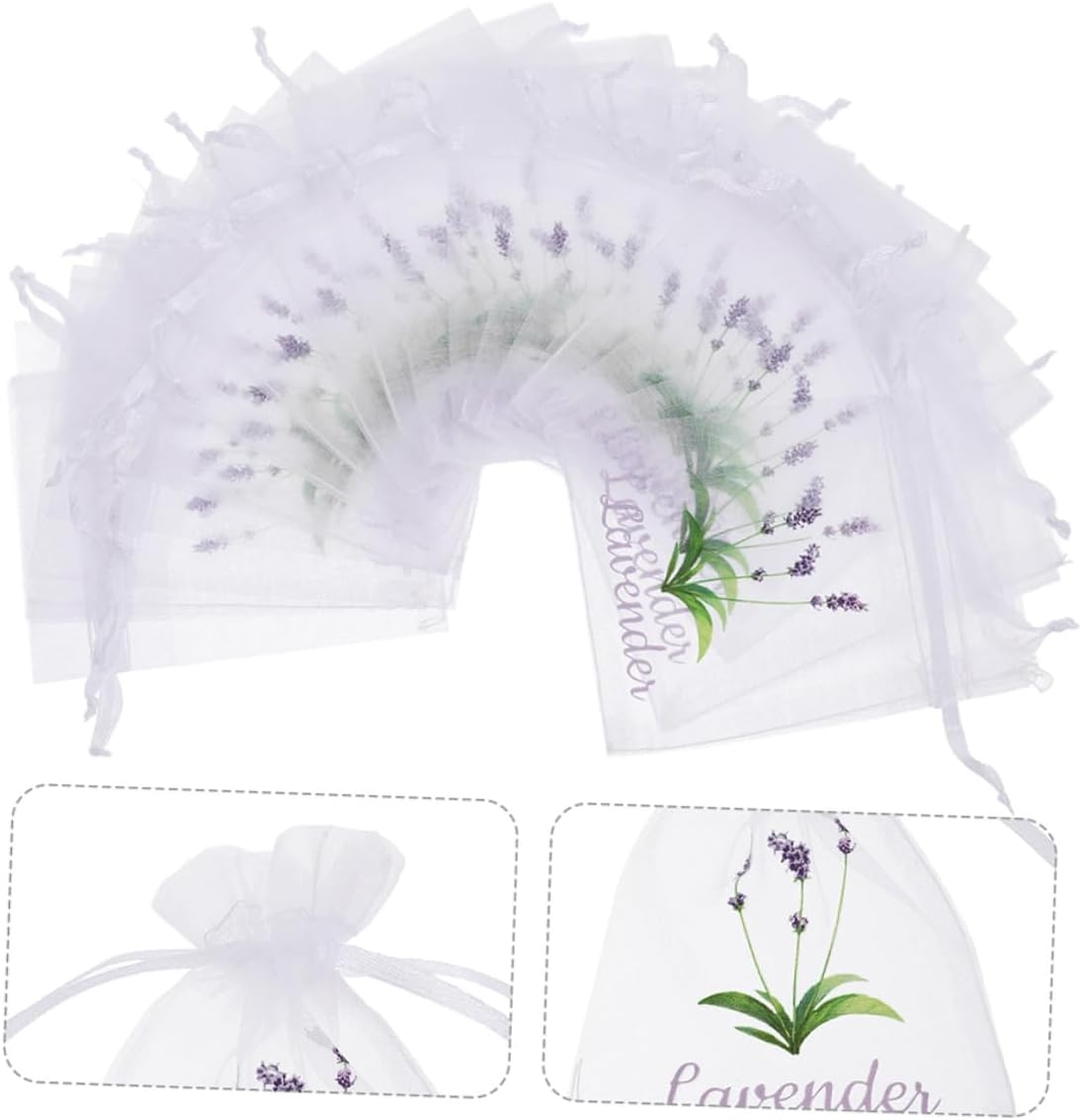 PRETYZOOM 50pcs Organza Drawstring Pouches for Dried Flowers Spices