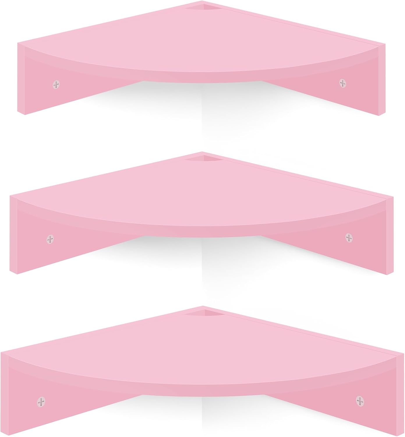 Homode Pink Corner Floating Shelves Set of 3