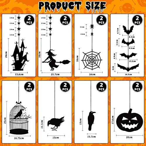 Vicenpal 16 Pcs Halloween Hanging Ornaments Set